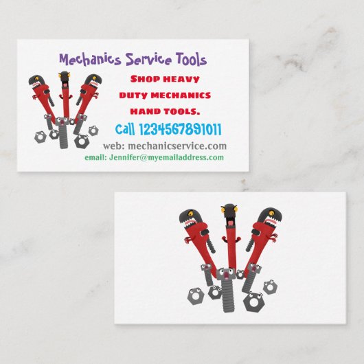 Funny wright Monster tools humor cartoon Visitekaartje (Voorkant / Achterkant)