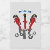 Funny wright Monster tools humor cartoon Voedselcontainer Etiket (Enkel label)