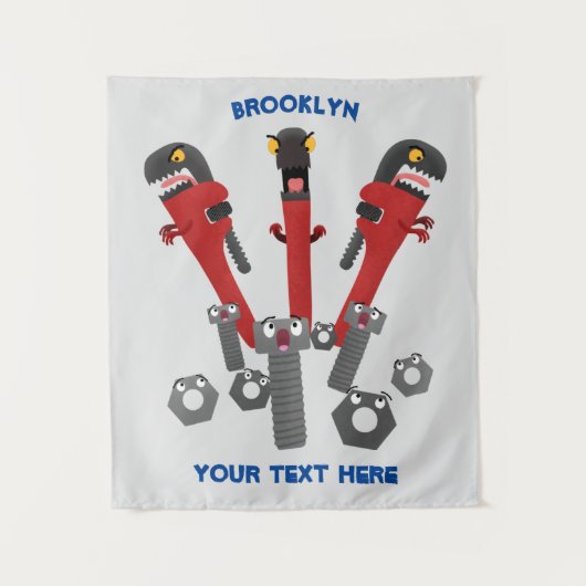 Funny wright Monster tools humor cartoon Wandkleed (Voorkant)