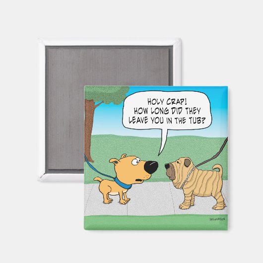 Funny Wrinkly Shar-Pei Dog Fridge Magnet (Voorkant / Achterkant)