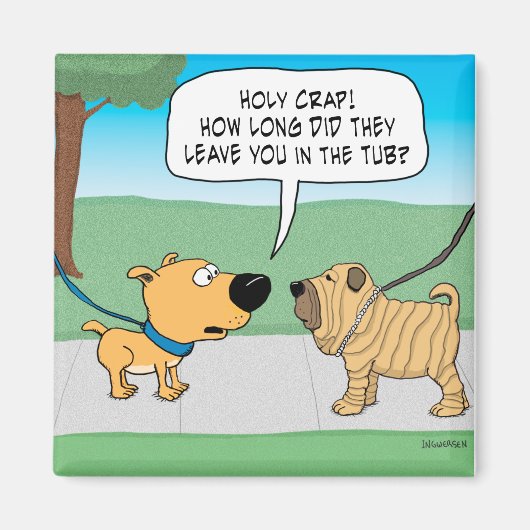 Funny Wrinkly Shar-Pei Dog Fridge Magnet (Voorkant)
