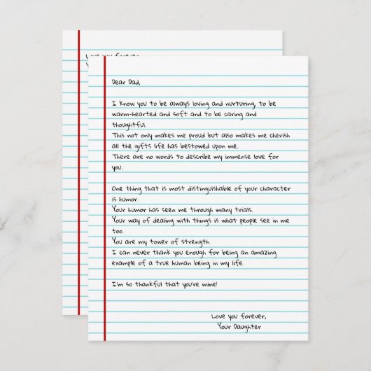 Funny Write Letter To Dad for Father's Day Card (Voorkant / Achterkant)