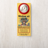 Funny writer at work Door Hanger (Op knop)