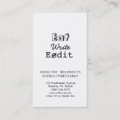 Funny Writer Visitekaartjes schrijven bewerken (Achterkant)