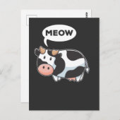 Funny Wrong Animal Sound Pun Cow and Cat Lover Briefkaart (Voorkant / Achterkant)