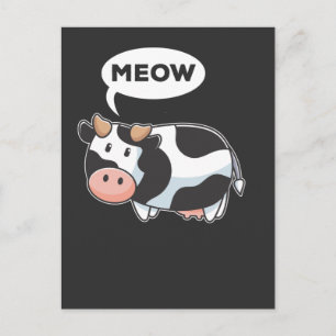 Funny Wrong Animal Sound Pun Cow and Cat Lover Briefkaart