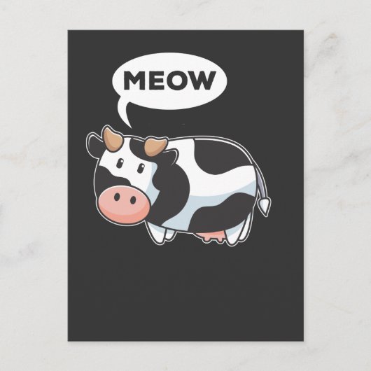 Funny Wrong Animal Sound Pun Cow and Cat Lover Briefkaart (Voorkant)