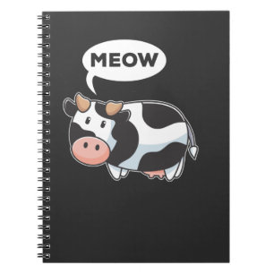Funny Wrong Animal Sound Pun Cow and Cat Lover Notitieboek