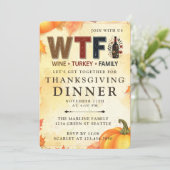 Funny WTF Wine Turkey Family Thanksgiving Kaart (Staand voorkant)