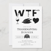 Funny WTF Wine Turkey Family Thanksgiving Kaart (Voorkant)