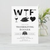 Funny WTF Wine Turkey Family Thanksgiving Kaart (Staand voorkant)