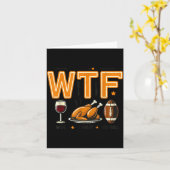 Funny Wtf Wine Turkey Football Thanksgiving Dinner Kaart (Gele Bloem)