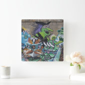 Funny Wyed Green Witch Vierkante Klok (Huis)