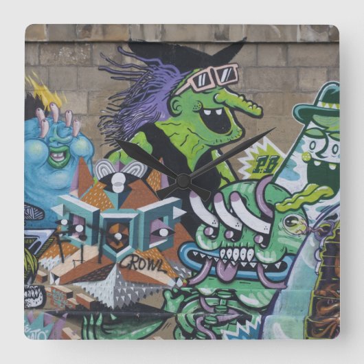 Funny Wyed Green Witch Vierkante Klok (Voorkant)