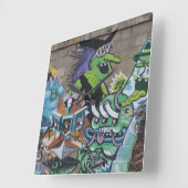 Funny Wyed Green Witch Vierkante Klok (Hoek)