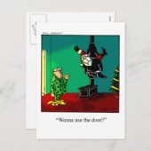 Funny X-mas Briefkaart Santa Stuck in Chimney (Voorkant / Achterkant)