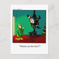 Funny X-mas Briefkaart Santa Stuck in Chimney