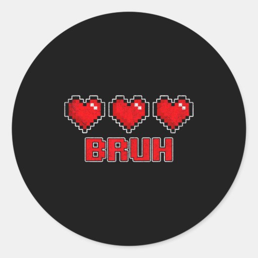 Funny Xel Hearts Gamer Bruh, Valentines Video Game Ronde Sticker (Voorkant)
