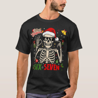 Funny Xmas 67 Skeleton Six Seven Christmas Lights T-shirt