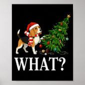 Funny Xmas Beagle Pushing Christmas Tree Over Dog Poster (Voorkant)