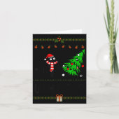 Funny Xmas Black Cat Pushing Christmas Tree Over C Kaart (Voorkant)