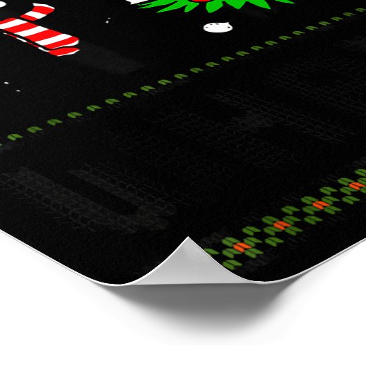 Funny Xmas Black Cat Pushing Christmas Tree Over C Poster (Hoek)