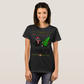 Funny Xmas Black Cat Pushing Christmas Tree Over C T-shirt (Voorkant volledig)