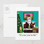 Funny Xmas Briefkaart snijdt je vetskerstman (Voorkant / Achterkant)
