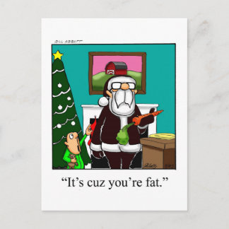 Funny Xmas Briefkaart snijdt je vetskerstman
