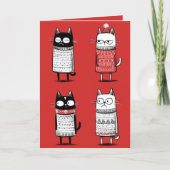 Funny Xmas Cats Lover Photo Red Meowy Christmas  Feestdagen Kaart (Voorkant)