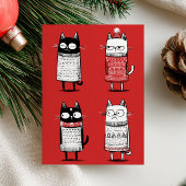 Funny Xmas Cats Lover Photo Red Meowy Christmas  Feestdagen Kaart