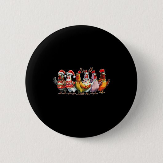 Funny Xmas Chicken Farmer Christmas Matching Famil Ronde Button 5,7 Cm (Voorkant)
