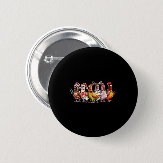 Funny Xmas Chicken Farmer Christmas Matching Famil Ronde Button 5,7 Cm (Voorkant /achterkant)