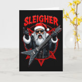 Funny Xmas Christmas Guitar Santa Sleigher Heavy M Kaart (Gele Bloem)