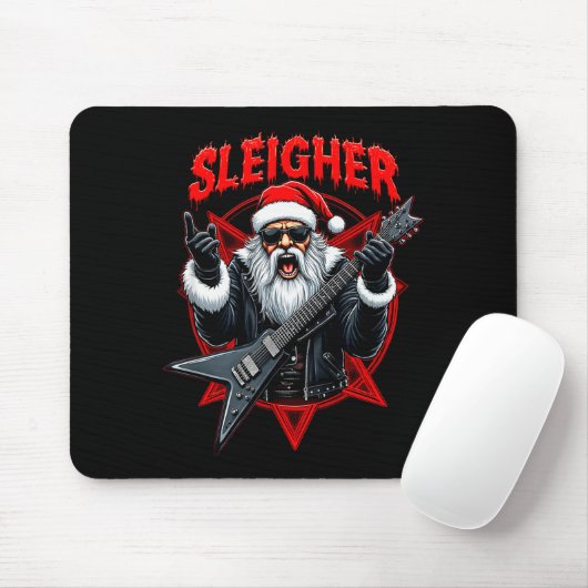 Funny Xmas Christmas Guitar Santa Sleigher Heavy M Muismat (Met muis)