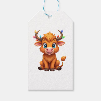 Funny Xmas Cow Lights Boys Girls Cute Highland Cow Cadeaulabel