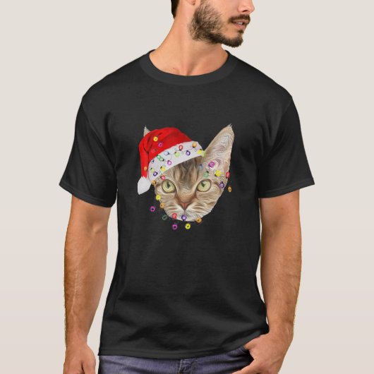 Funny Xmas Devon Rex Kerstmis Licht Schattig Gezic T-shirt (Voorkant)