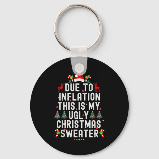Funny Xmas Due To Inflation Ugly Christmas Sweater Sleutelhanger (Voorkant)