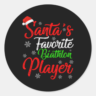 Funny Xmas Favoriete Biatlon Player Christus Ronde Sticker