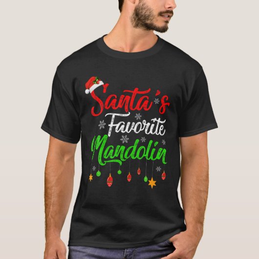 Funny Xmas Favoriete Mandolin Kerstmis T-shirt (Voorkant)