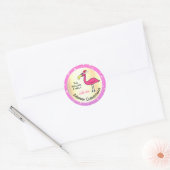 Funny Xmas Flamingo Roze Glitter Ronde Sticker (Envelop)