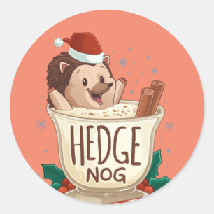 Funny Xmas Hedge Nog Hedeeegel Kerstmis Ronde Sticker