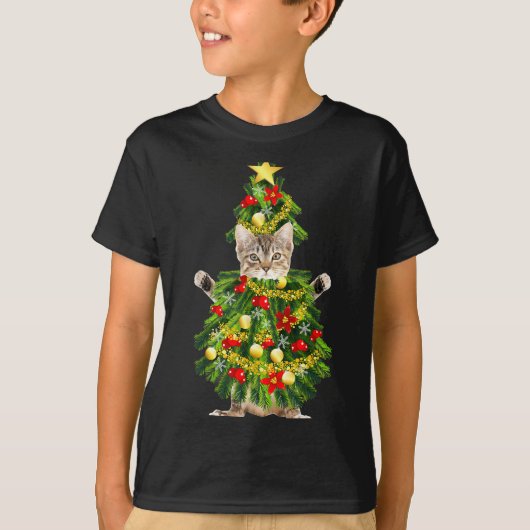 Funny Xmas Holiday Cat Christmas Tree For Cat Kitt T-shirt (Voorkant)