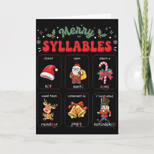 Funny Xmas Holiday Christmas Syllables Reading Tea Kaart (Voorkant)