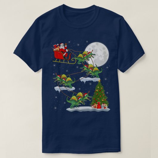 Funny Xmas - kerstboom, kerstman, rugspinosaurus D T-shirt (Design voorkant)