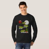 Funny Xmas-kerstboom Santa Riding Brontosaurus T-shirt (Voorkant volledig)