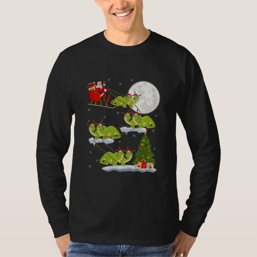 Funny Xmas-kerstboom Santa Riding Brontosaurus T-shirt (Voorkant)