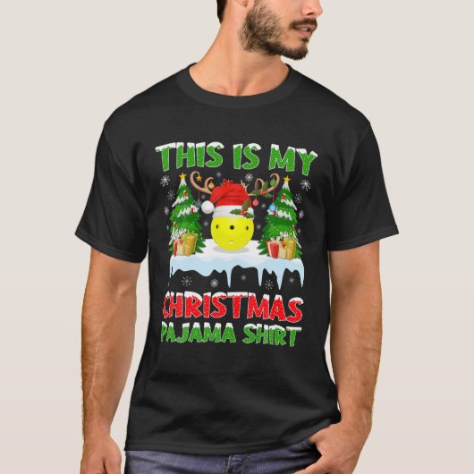 Funny Xmas kerstman Dit is mijn Pickleball Kerstmi T-shirt (Voorkant)