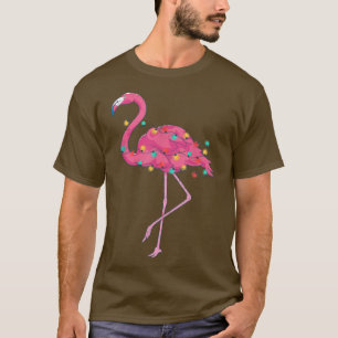 Funny Xmas licht roze flamingo Tropische Kerstmis T-shirt