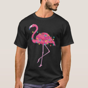 Funny Xmas licht roze flamingo Tropische Kerstmis T-shirt